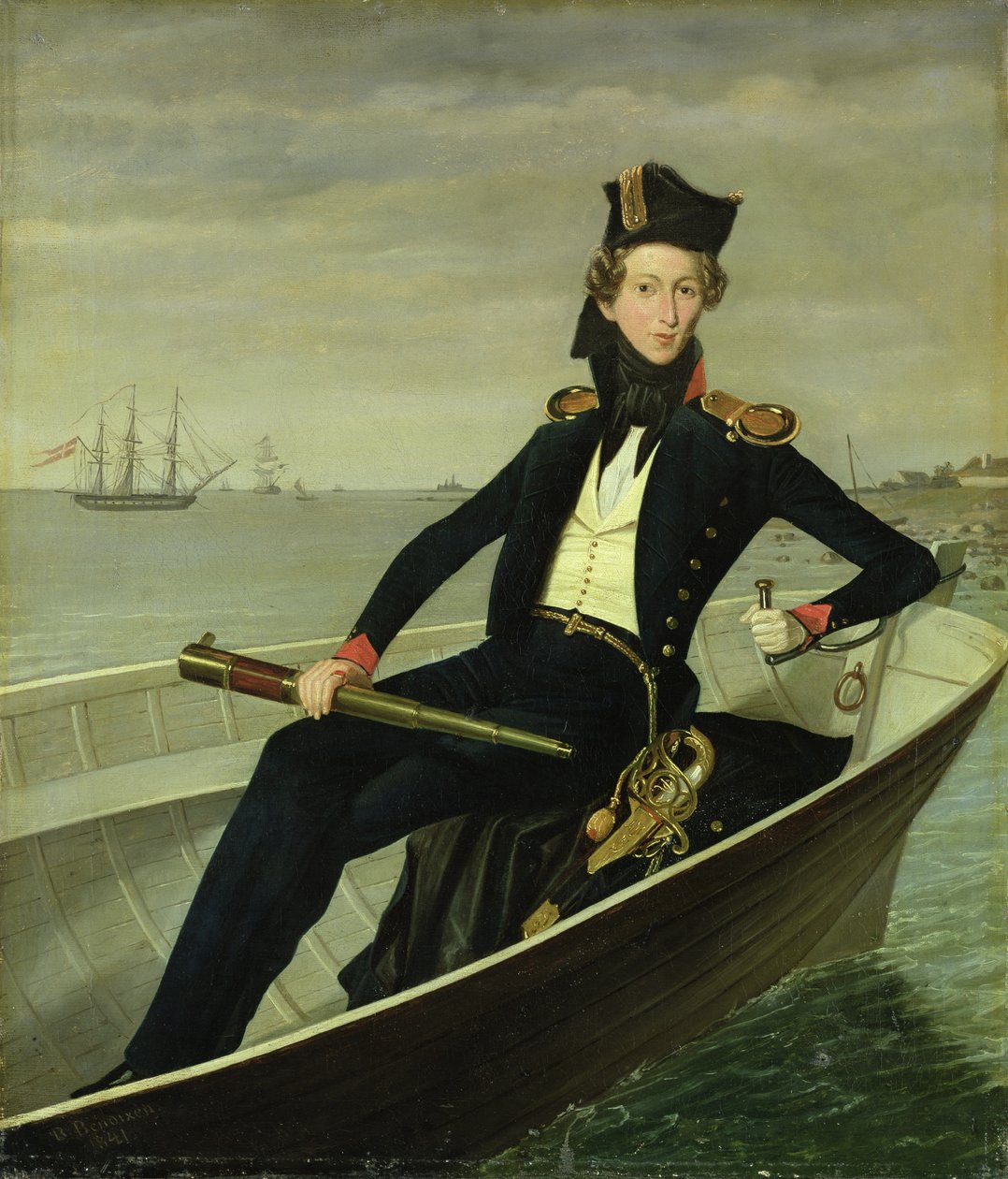 Portret van een Jonge Deense Marineofficier, 1841 door Bernhard Axel Bendixen