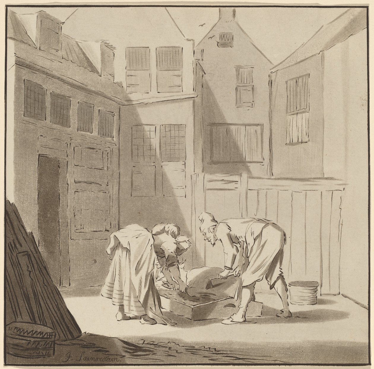 Varkensslachters, 1778, gepubliceerd 1787 door Bernhard Schreuder