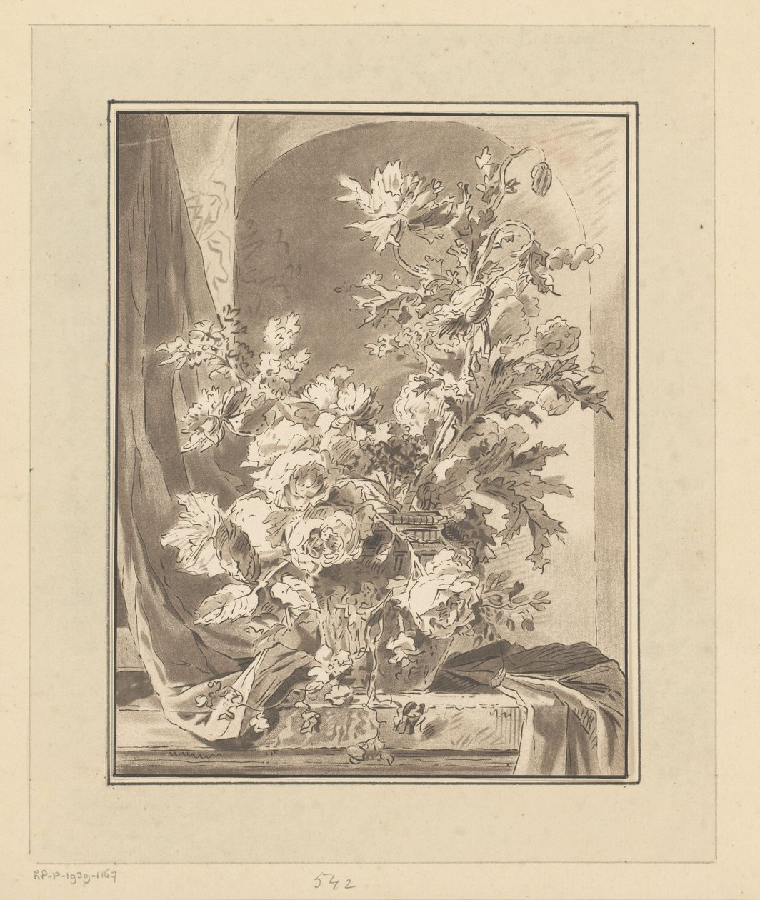 Vaas met bloemen voor een nis door Bernhard Schreuder