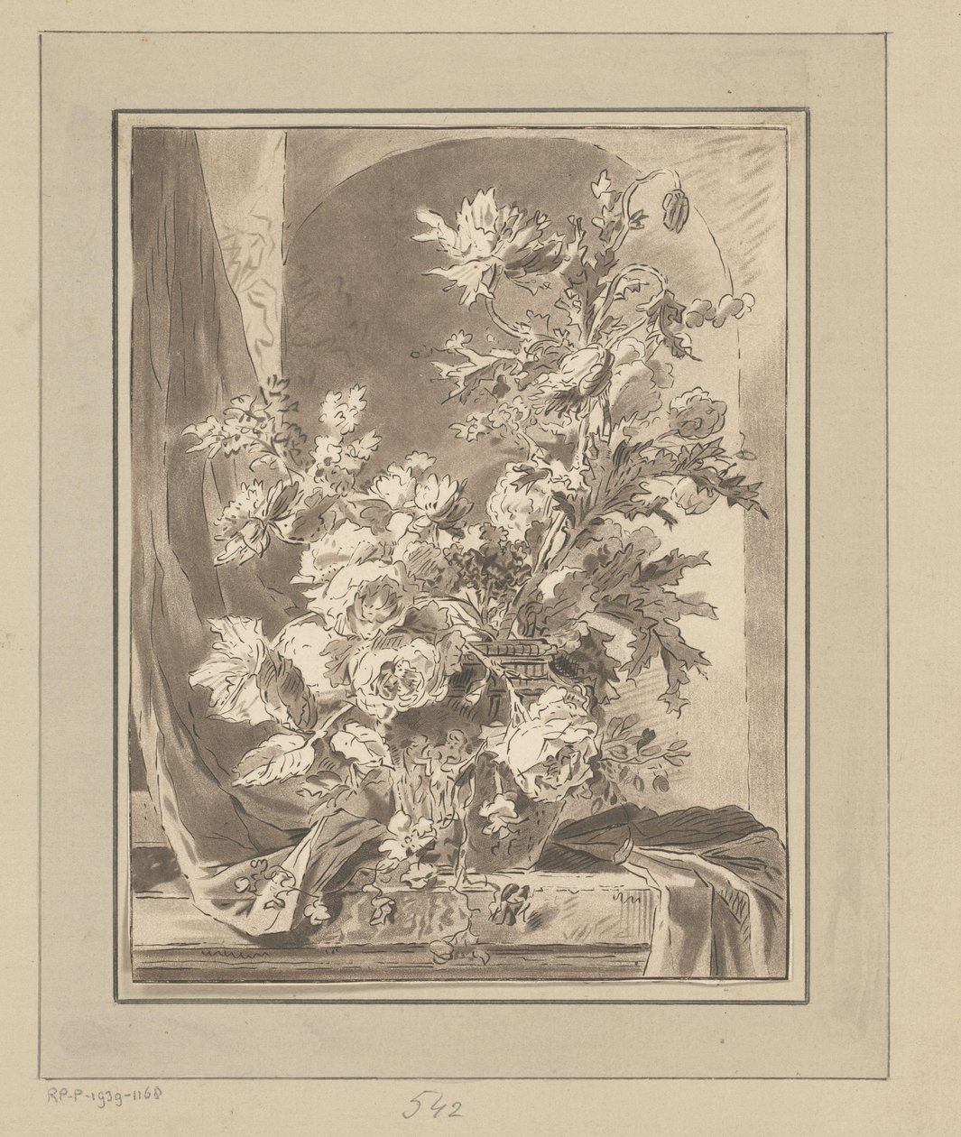Vaas met bloemen voor een nis door Bernhard Schreuder
