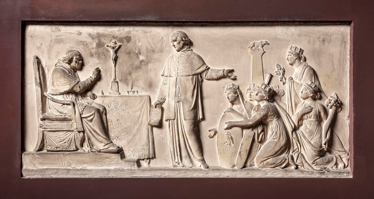 Kardinaal Ercole Consalvi herstelt de Pauselijke Staten voor Pius VII door Bertel Thorvaldsen
