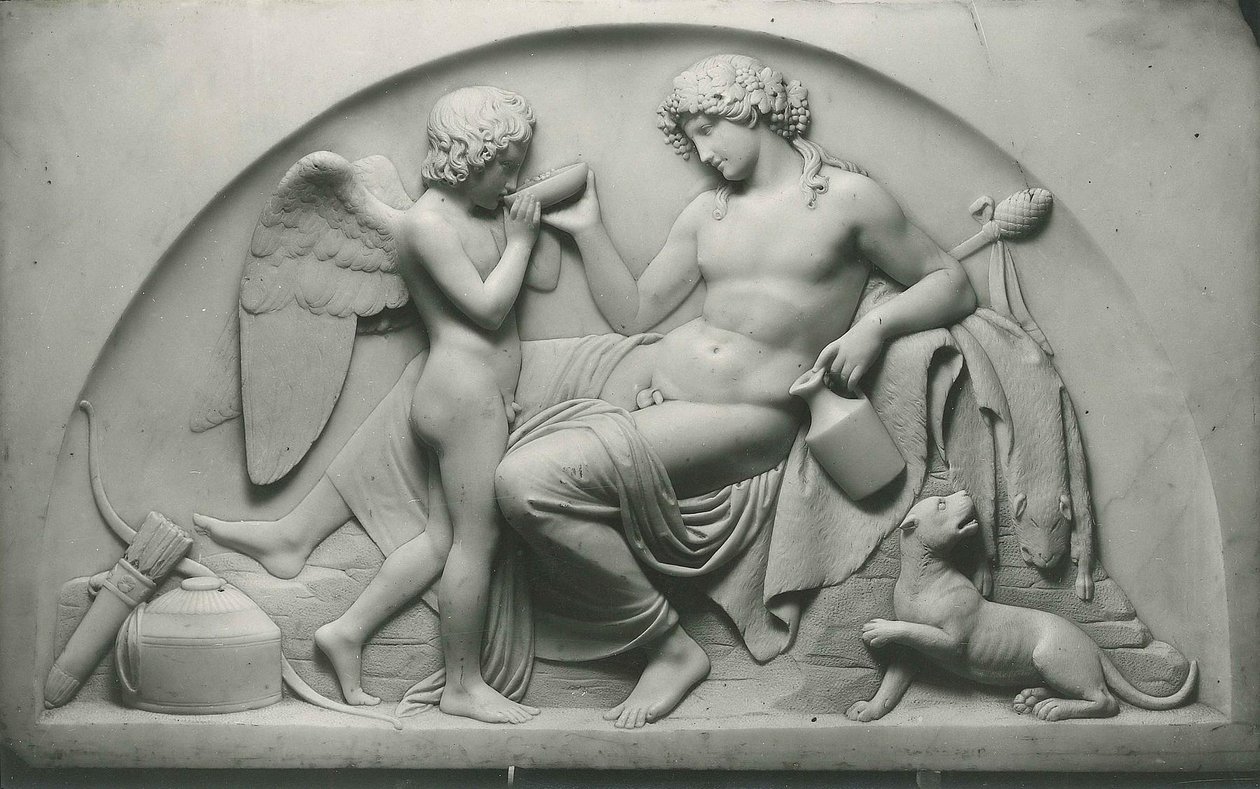 Cupido drinkt uit de beker van Bacchus door Bertel Thorvaldsen