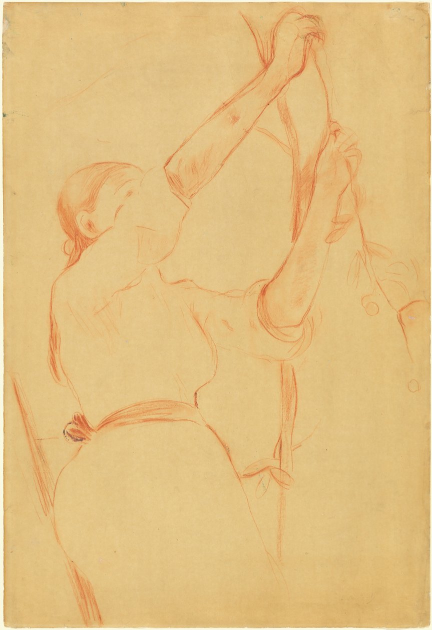 Mädchen beim Kirschenpflücken door Berthe Morisot