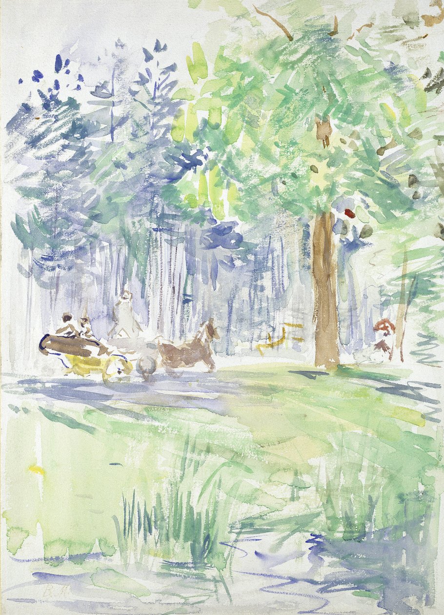 Paard en Koets op een Bosweg, na 1883 door Berthe Morisot
