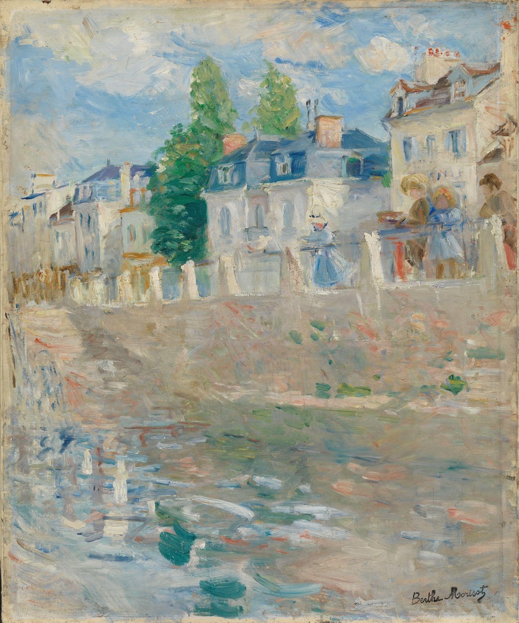 Aan de oevers van de Seine bij Bougival door Berthe Morisot
