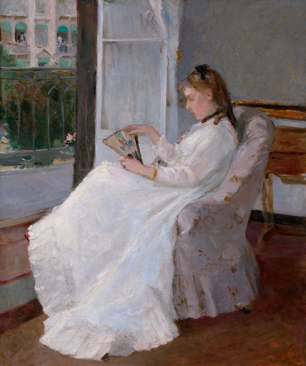 De zus van de kunstenares bij een raam door Berthe Morisot