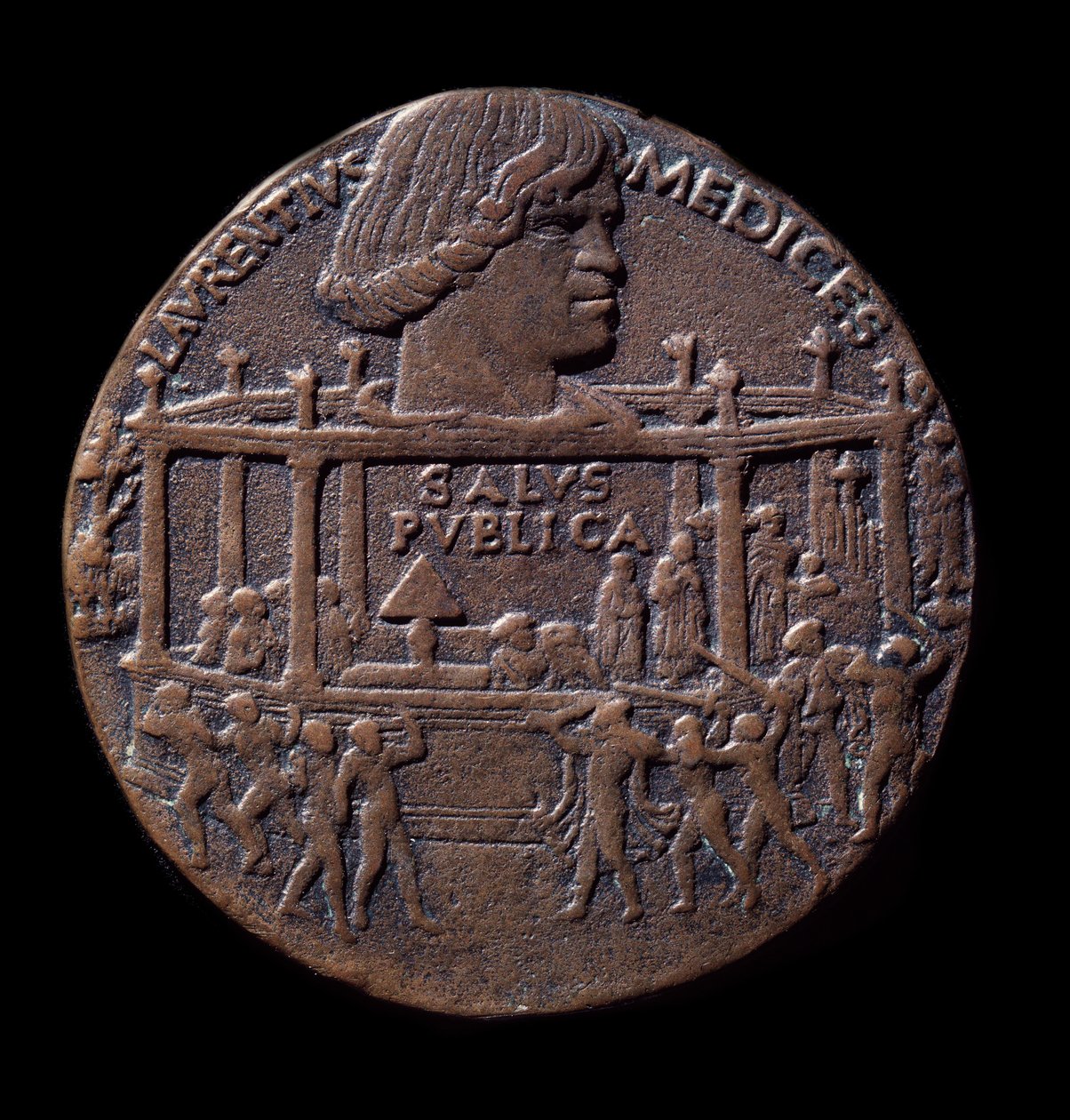 Bronzen medaille over de Pazzi-samenzwering (1478) door Bertoldo di Giovanni