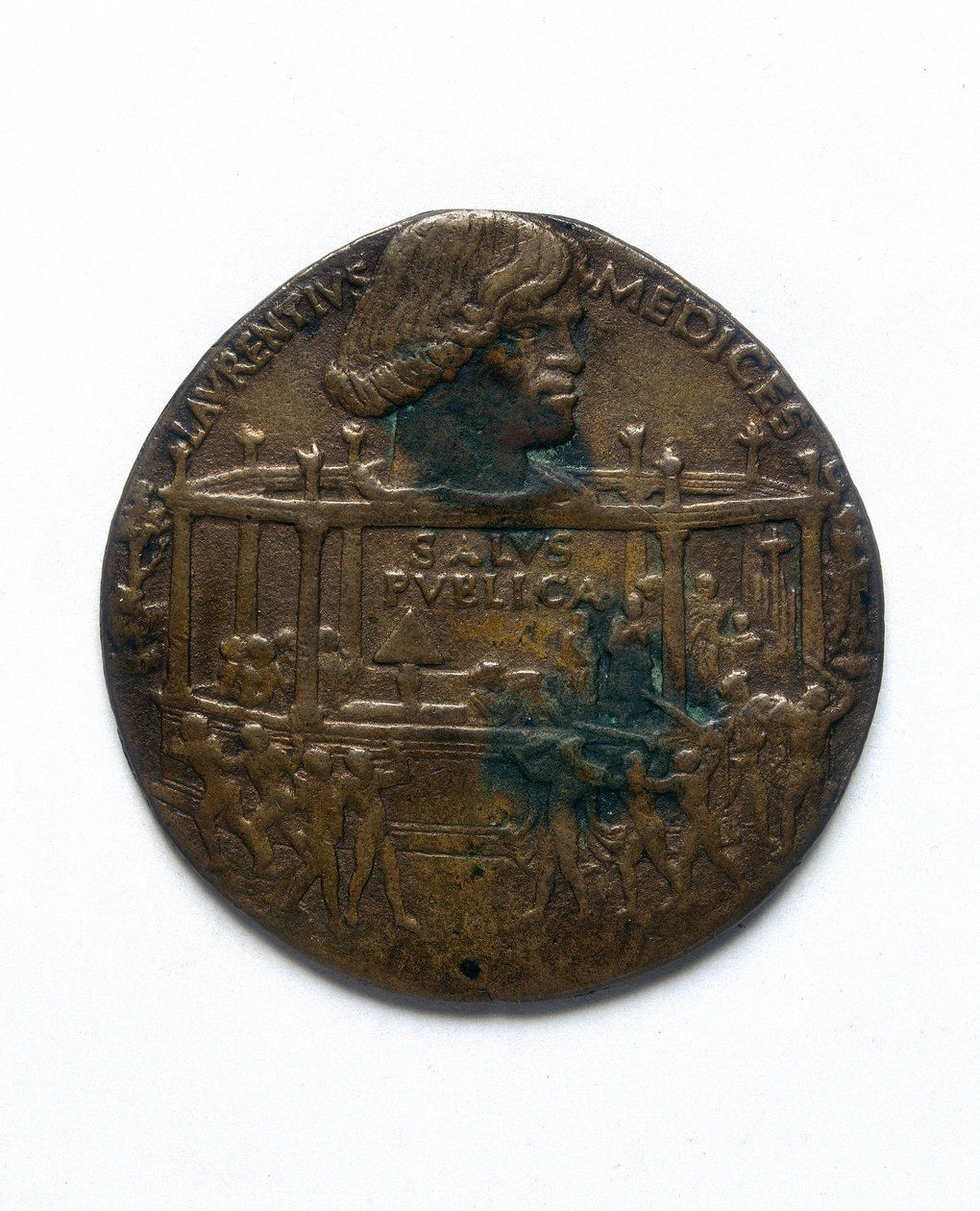 Medaille met afbeelding van de Pazzi-samenzwering. Lorenzo de