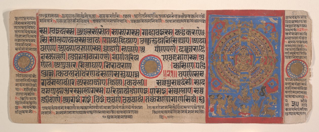 Blad uit een Kalpa Sutra Jain Boek van Rituelen, 15e eeuw door Bhadrabahu