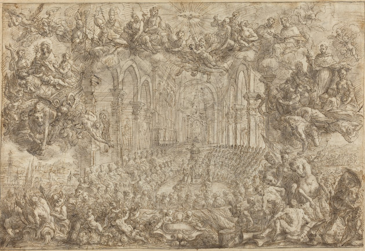De Raad van Trente met Sint Thomas die de Ketters Verslaat door Biagio Falcieri