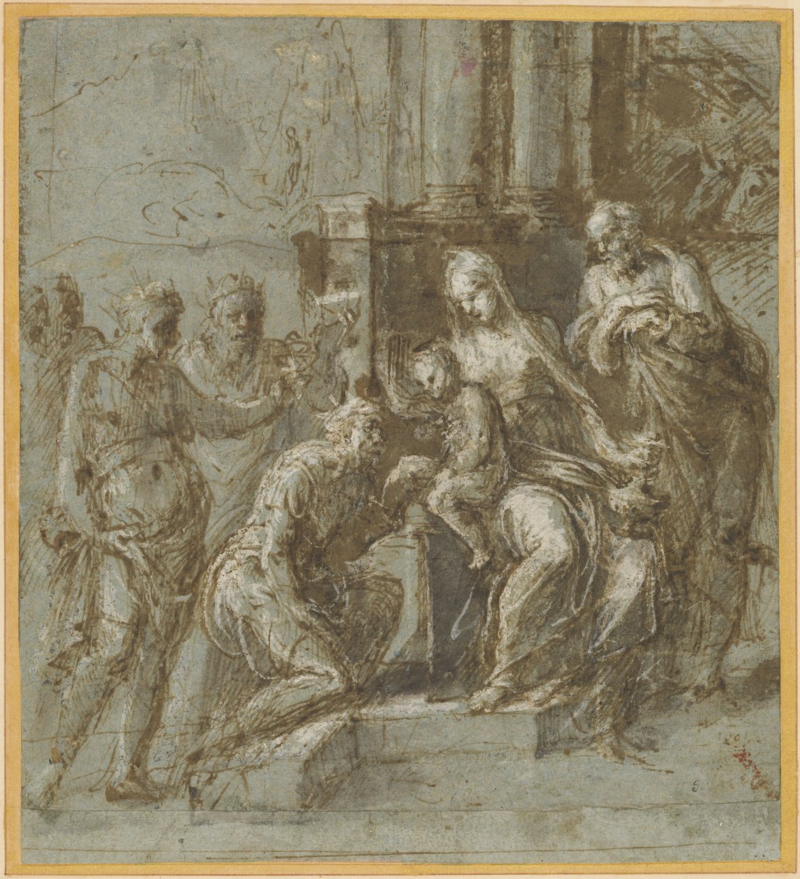 De aanbidding van de Wijzen, c.1525 (pen en inkt) door Biagio Pupini
