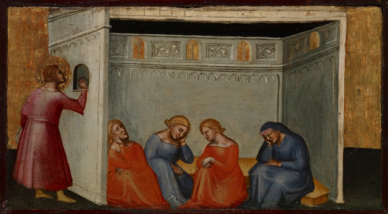 Scène uit de legende van Sint Nicolaas door Bicci di Lorenzo