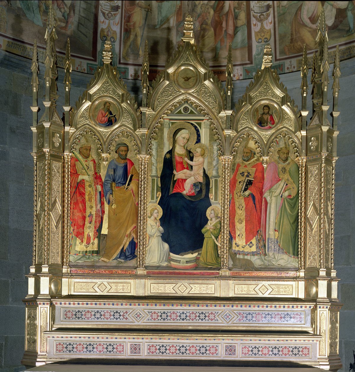 Madonna en Kind met Heiligen door Bicci di Lorenzo