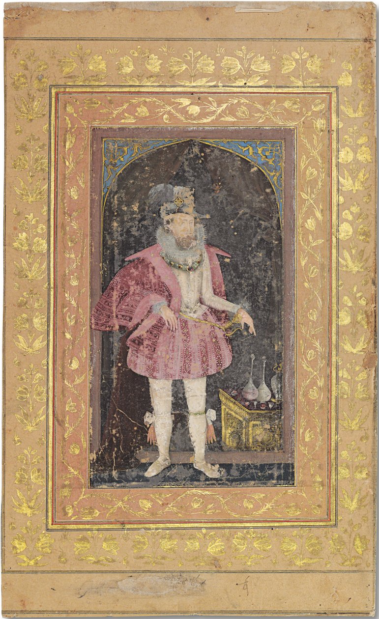 Een zeldzaam Mughal-portret van James I, c.1615-18 door Bichitr Bichitr