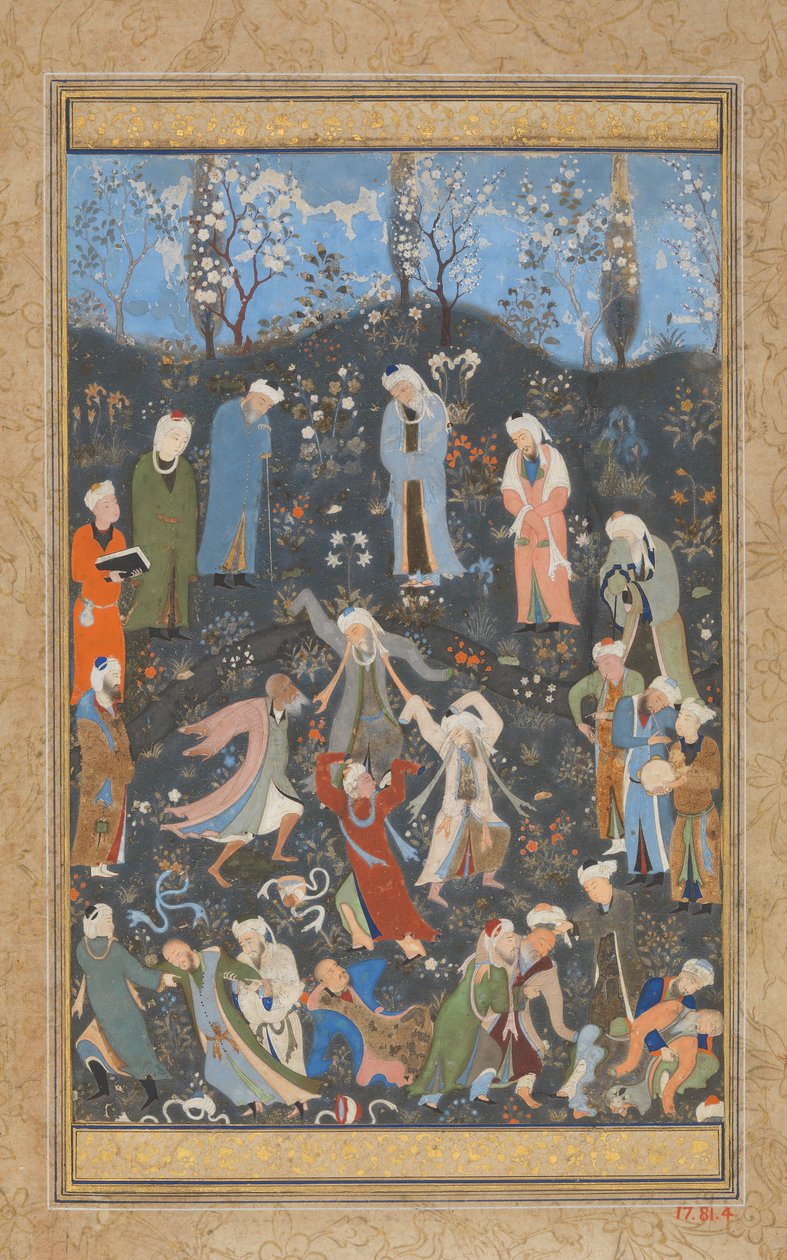 Dansende derwisjen, Folio uit een Divan van Hafiz, ca. 1480 door Bihzad
