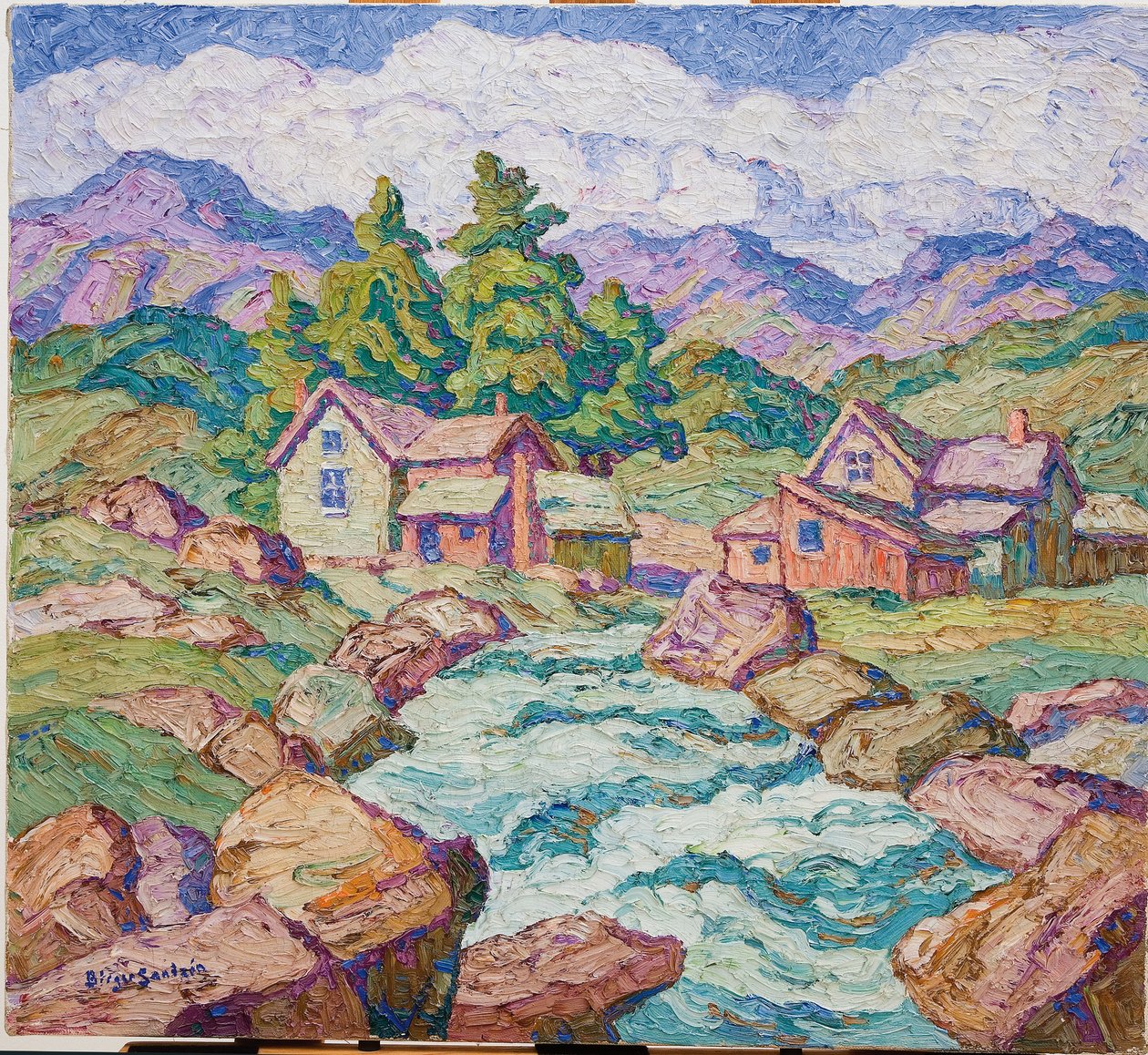 Mountain Village, Georgetown, Colorado (olieverf op doek) door Birger Sandzen