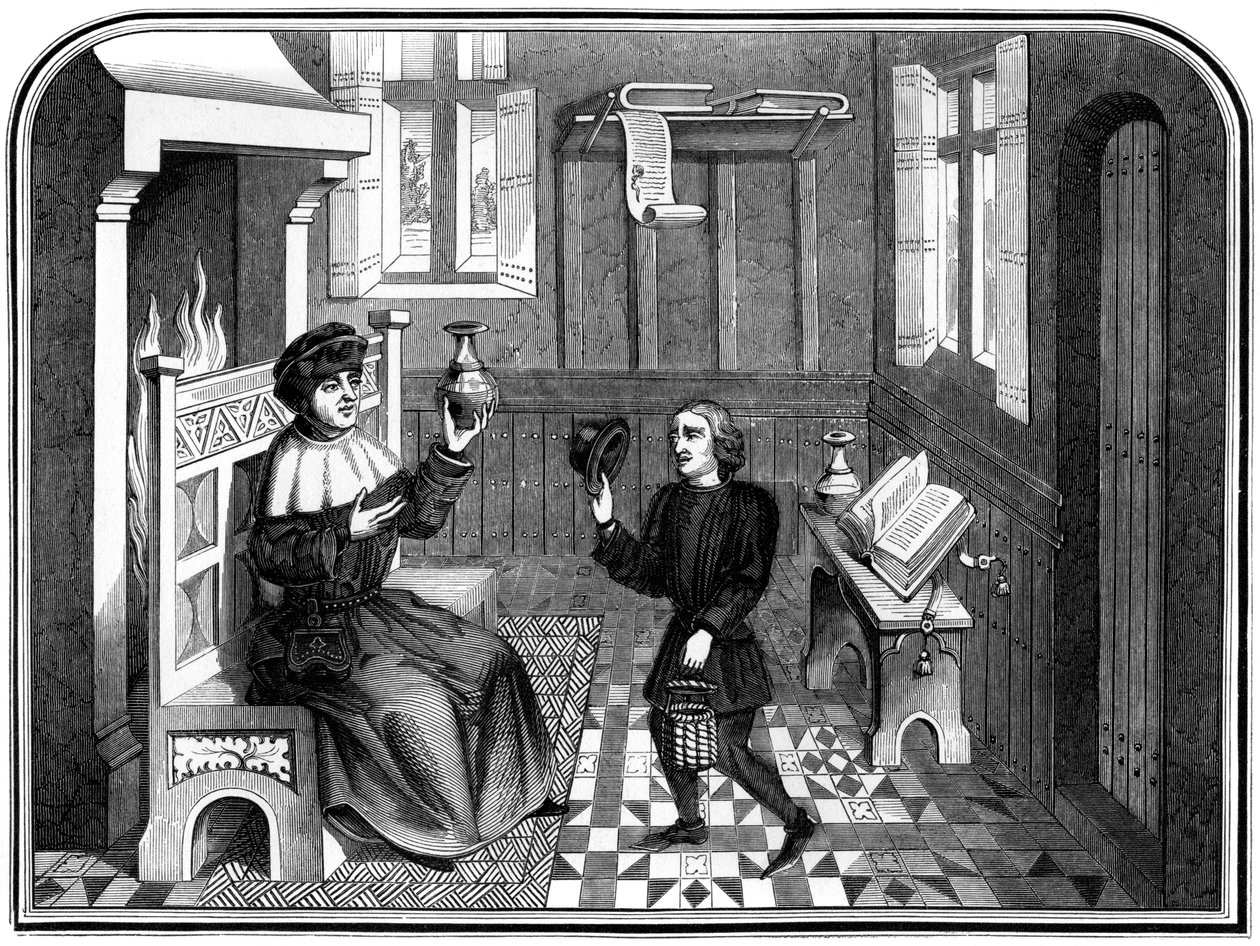 Binnen in het huis van de arts, 15e eeuw 1849 door Bisson and Cottard