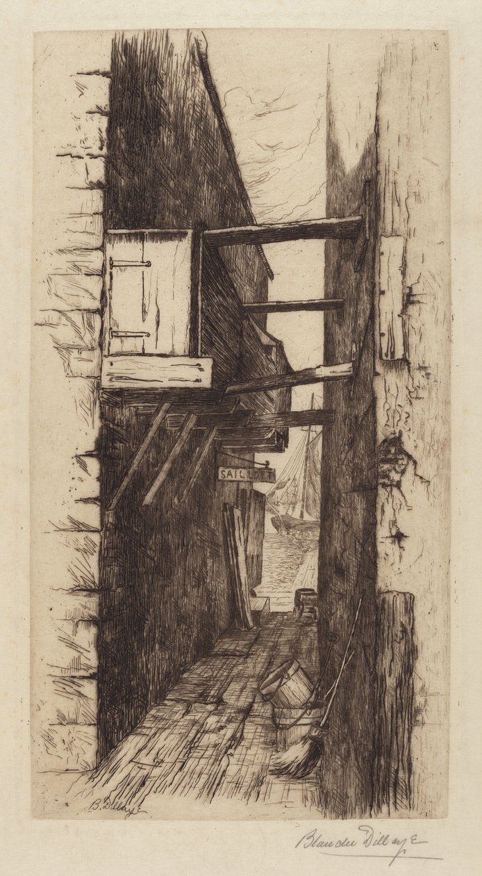 Zonder Titel (Steeg met Uitzicht op een Haven) door Blanche Dillaye