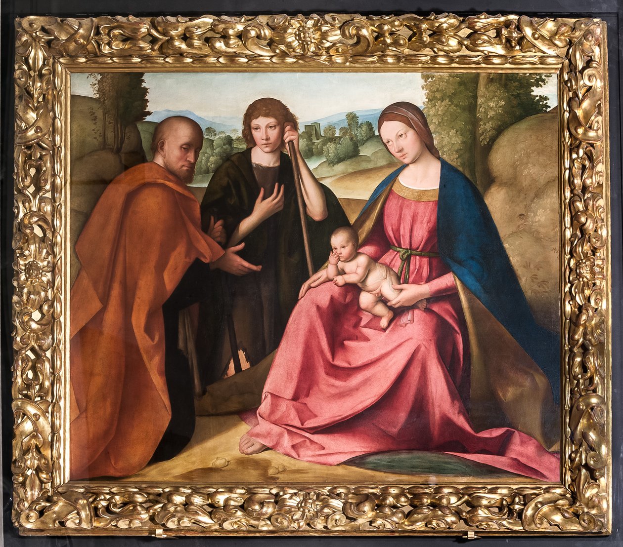 Aanbidding van de Herders Madonna met het Kind Jezus en twee herders door Boccaccio Boccaccino