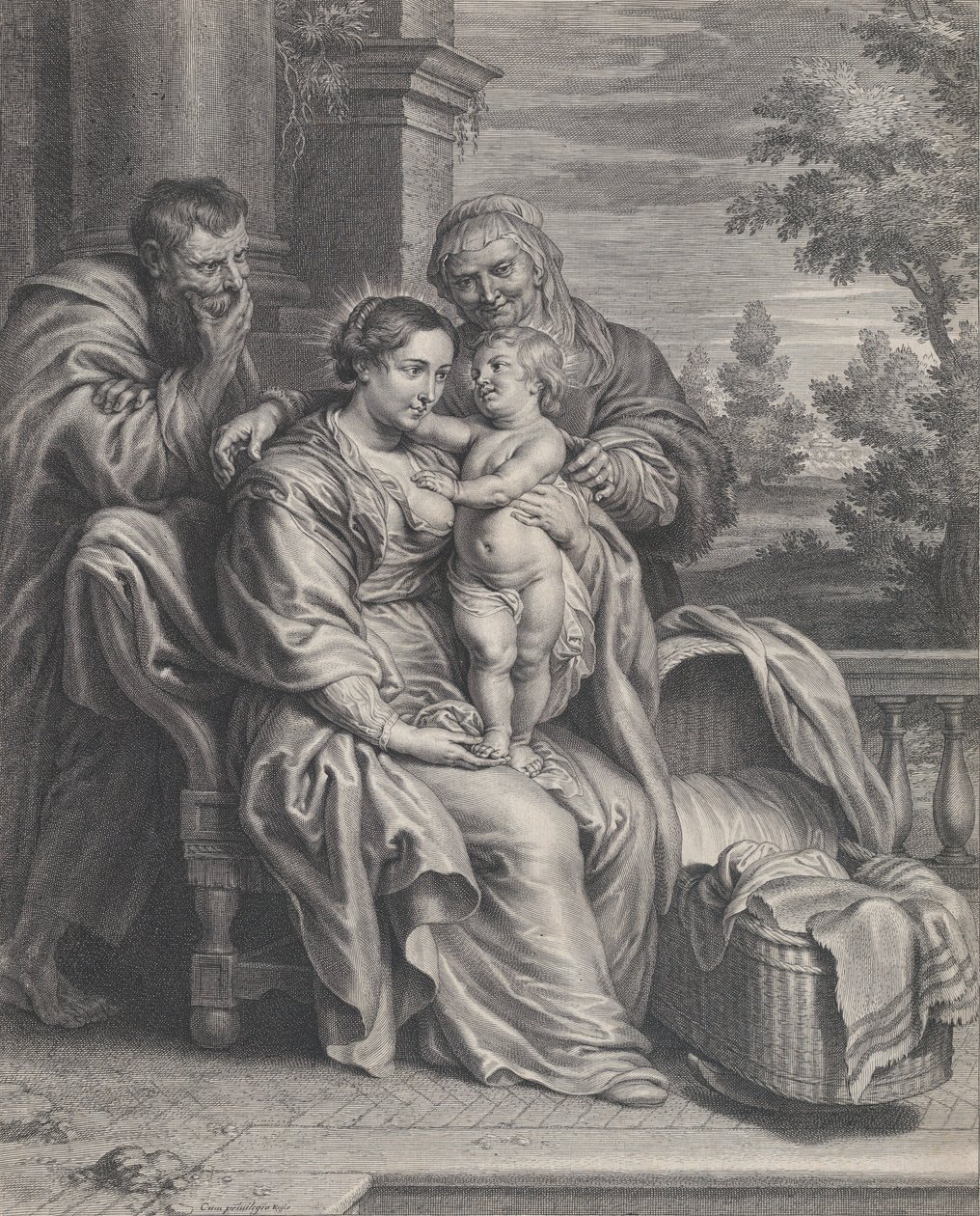 De Heilige Familie met Sint Anna, ca. 1625-35 door Boetius Adams Bolswert