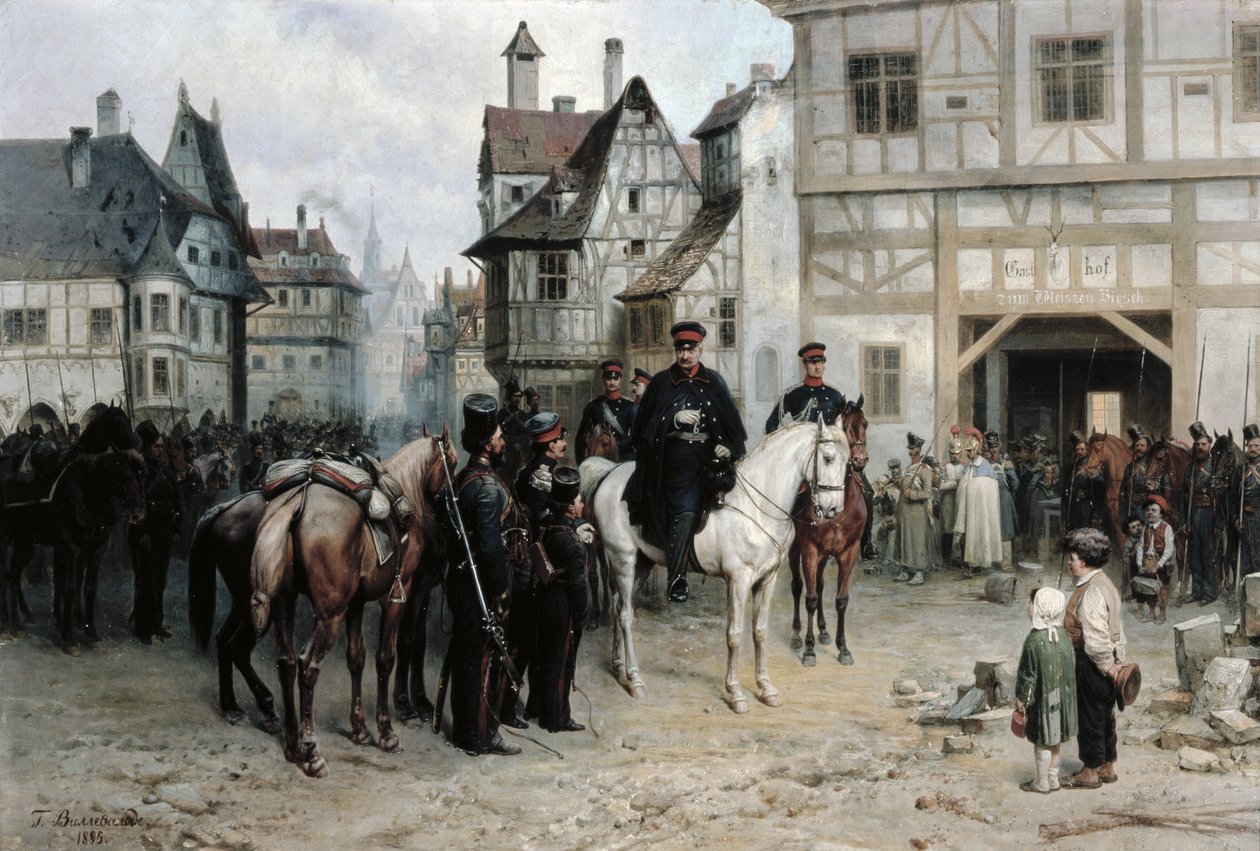 Generaal Blücher (1742-1819) met de Kozakken in Bautzen, 1885 door Bogdan Willewalde