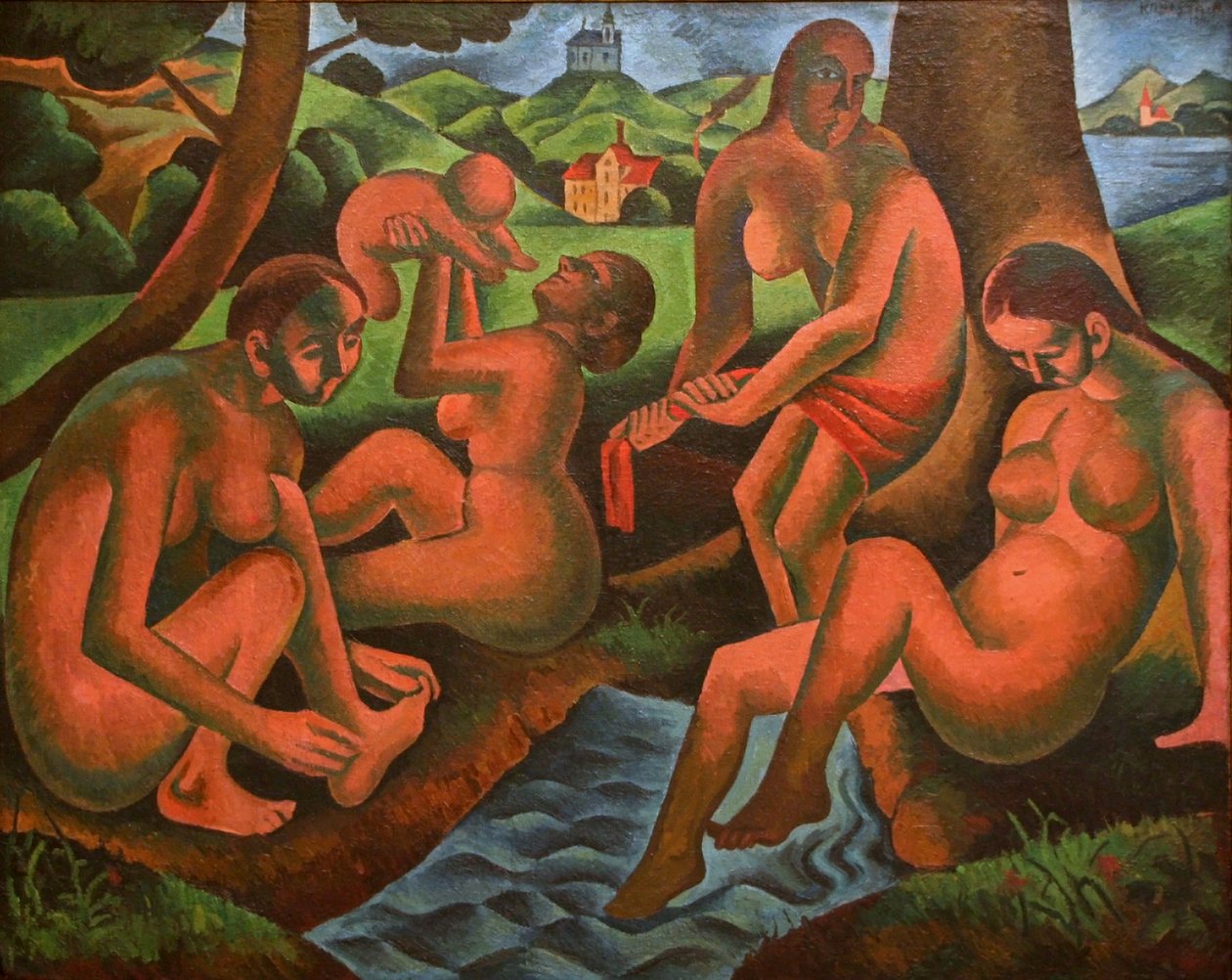 Vrouwen baden in de lente door Bohumil Kubišta
