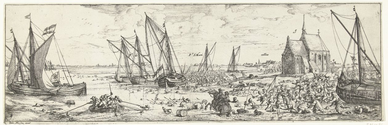 Mislukte aanval op fort Kallo, 1638 door Bonaventura Peeters (I)