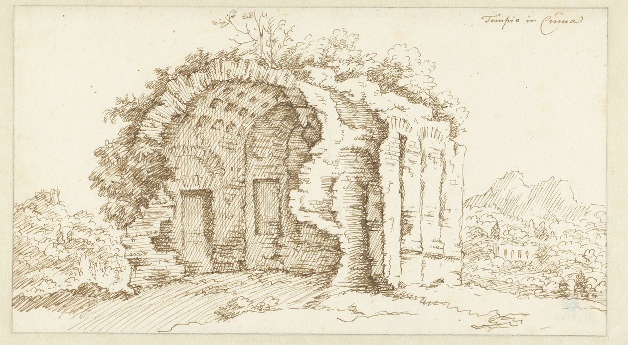 Ruïne van een tempel in Cumae door Bonaventura van Overbeek
