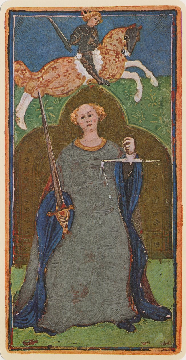 Gerechtigheid, facsimile van een tarotkaart uit het 