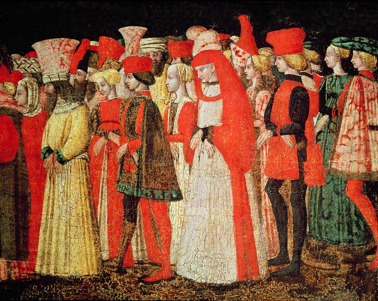 Mensen van het Hof van de Sforza Familie (detail) door Bonifacio Bembo