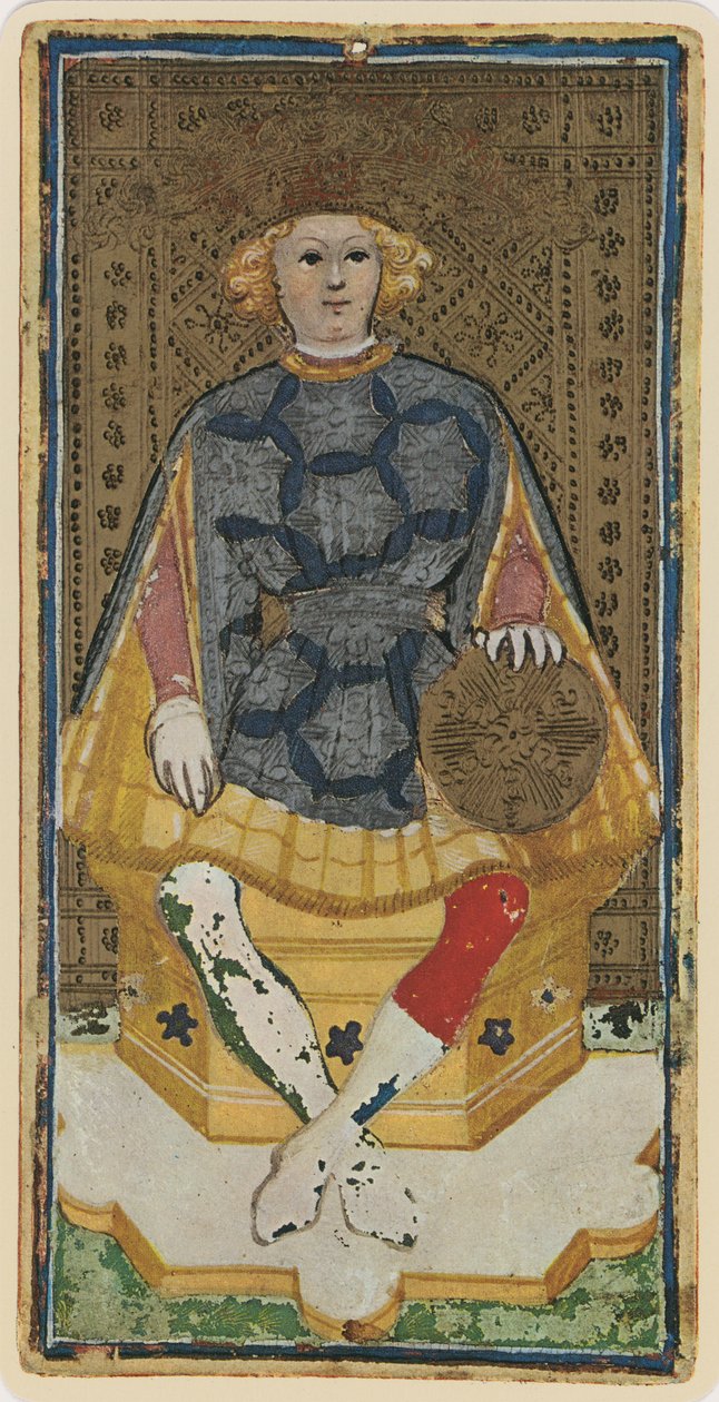 De koning van munten, facsimile van een tarotkaart uit het 
