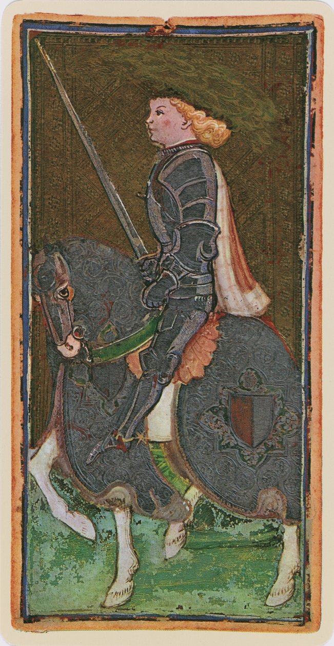 De Ridder van Zwaarden, facsimile van een tarotkaart uit het 