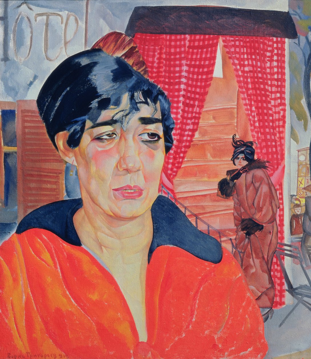 Concierge in Parijs, 1918 door Boris Dmitrievich Grigoriev