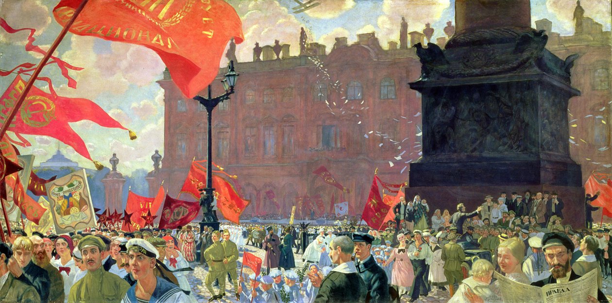Festiviteiten ter gelegenheid van de opening van het Tweede Congres van de Comintern en demonstratie op Uritsky (Paleis)plein in Petrograd op 19 juli 1920 door Boris Mikhailovich Kustodiev