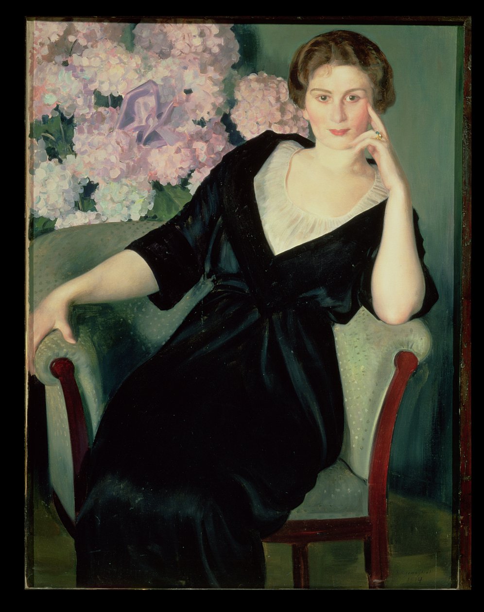 Portret van Rene Ivanovna Notgaft (geb.1880) 1914 door Boris Mikhailovich Kustodiev