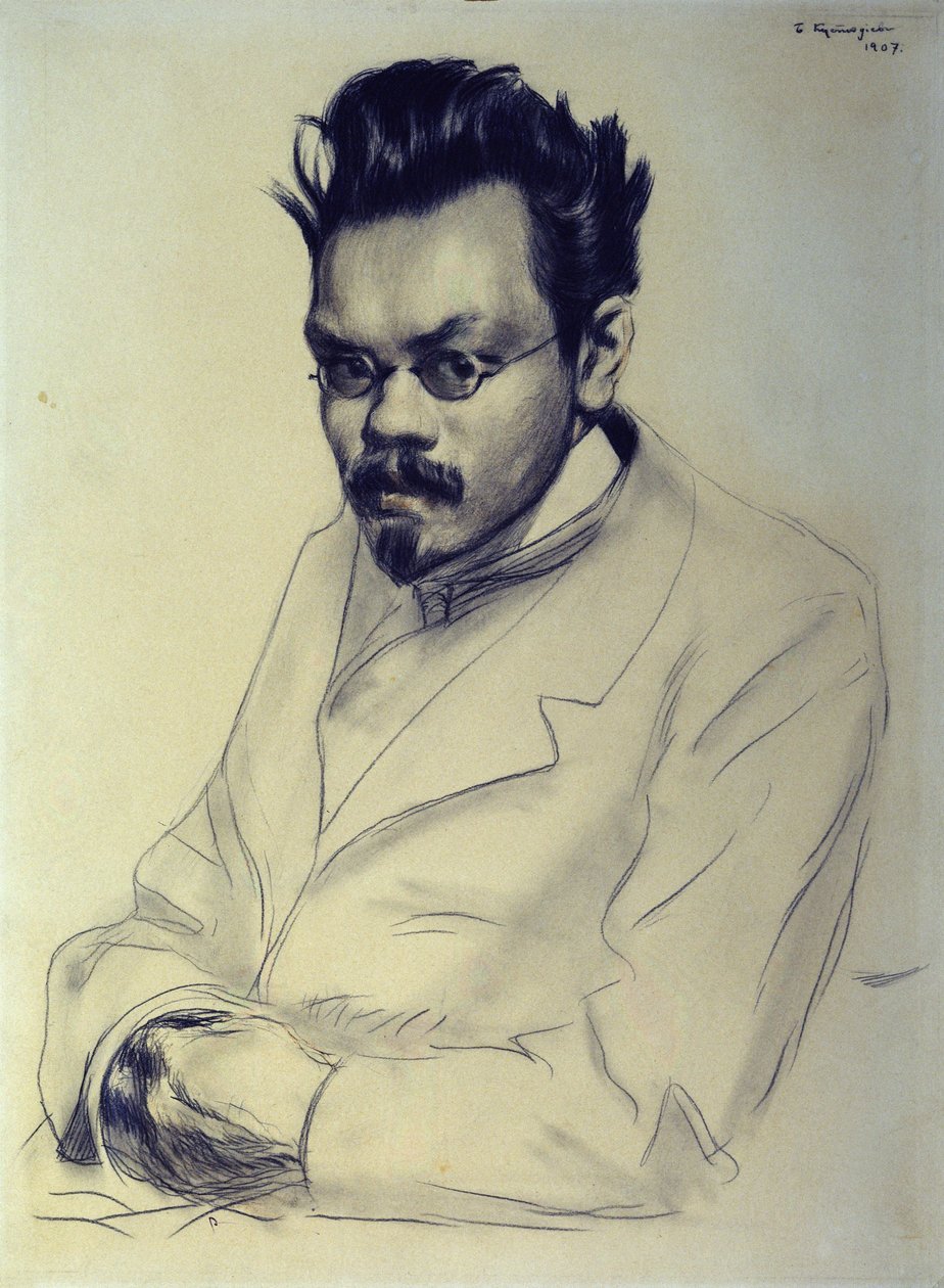 Portret van Alexei M. Remizov, 1907 door Boris Mikhailovich Kustodiev