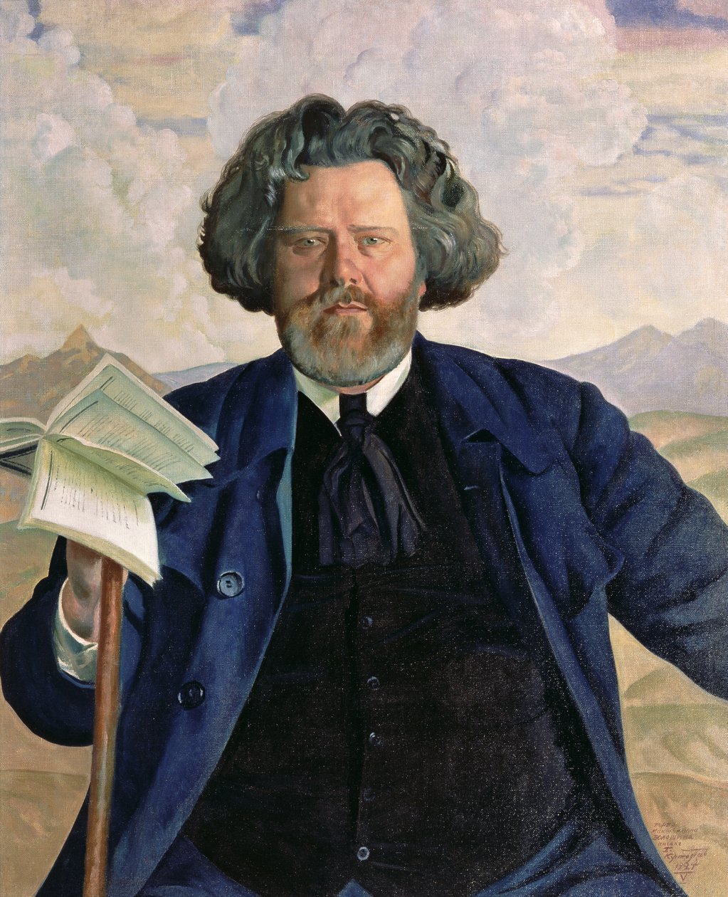 Portret van Maximilian Voloshin (1877-1932) 1924 door Boris Mikhailovich Kustodiev