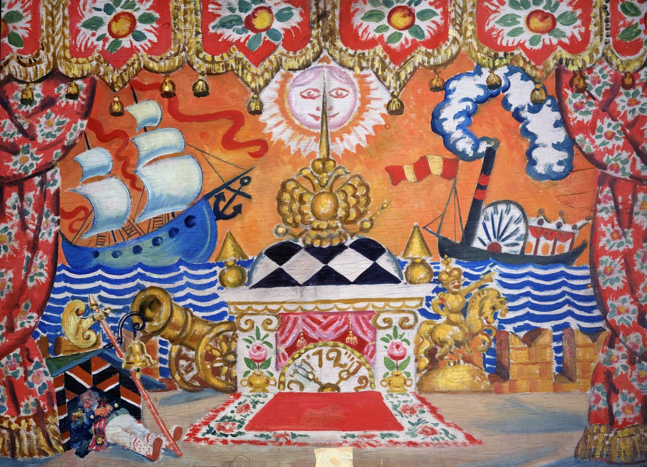 Decorontwerp voor De Vlo, door Yevgeny Zamyatin, 1925 door Boris Mikhailovich Kustodiev