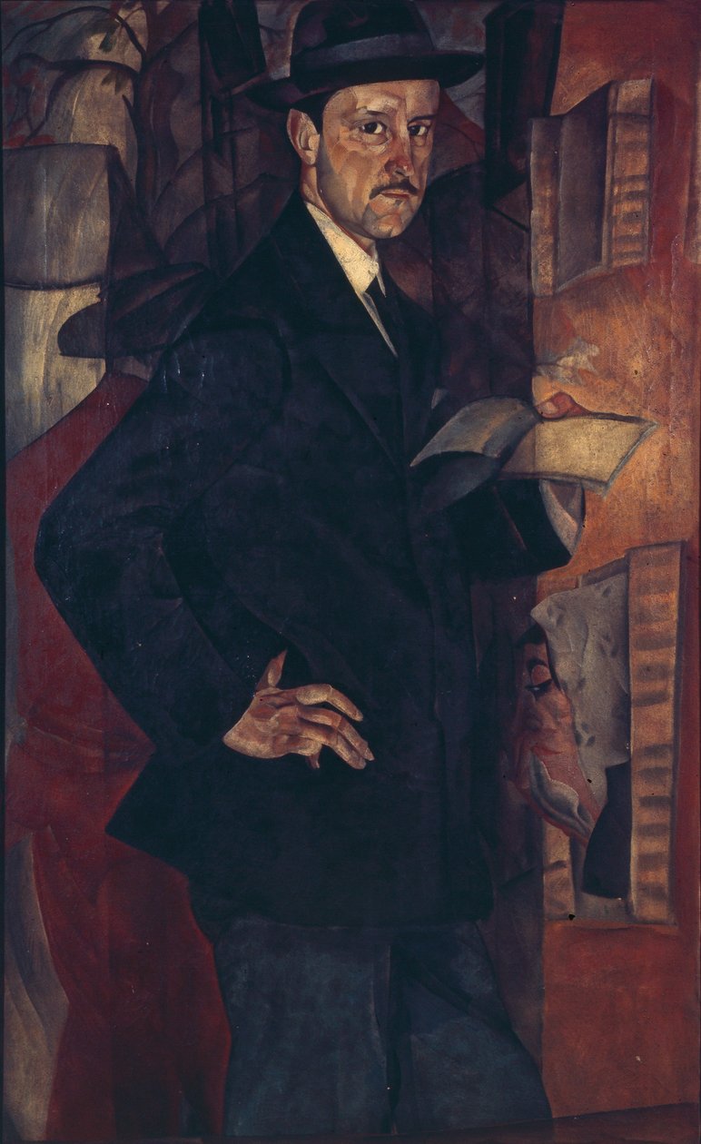 Portret van de kunstenaar Mstislav Dobuzhinsky 1875-1957, 1917 door Boris Dmitrievich Grigoriev