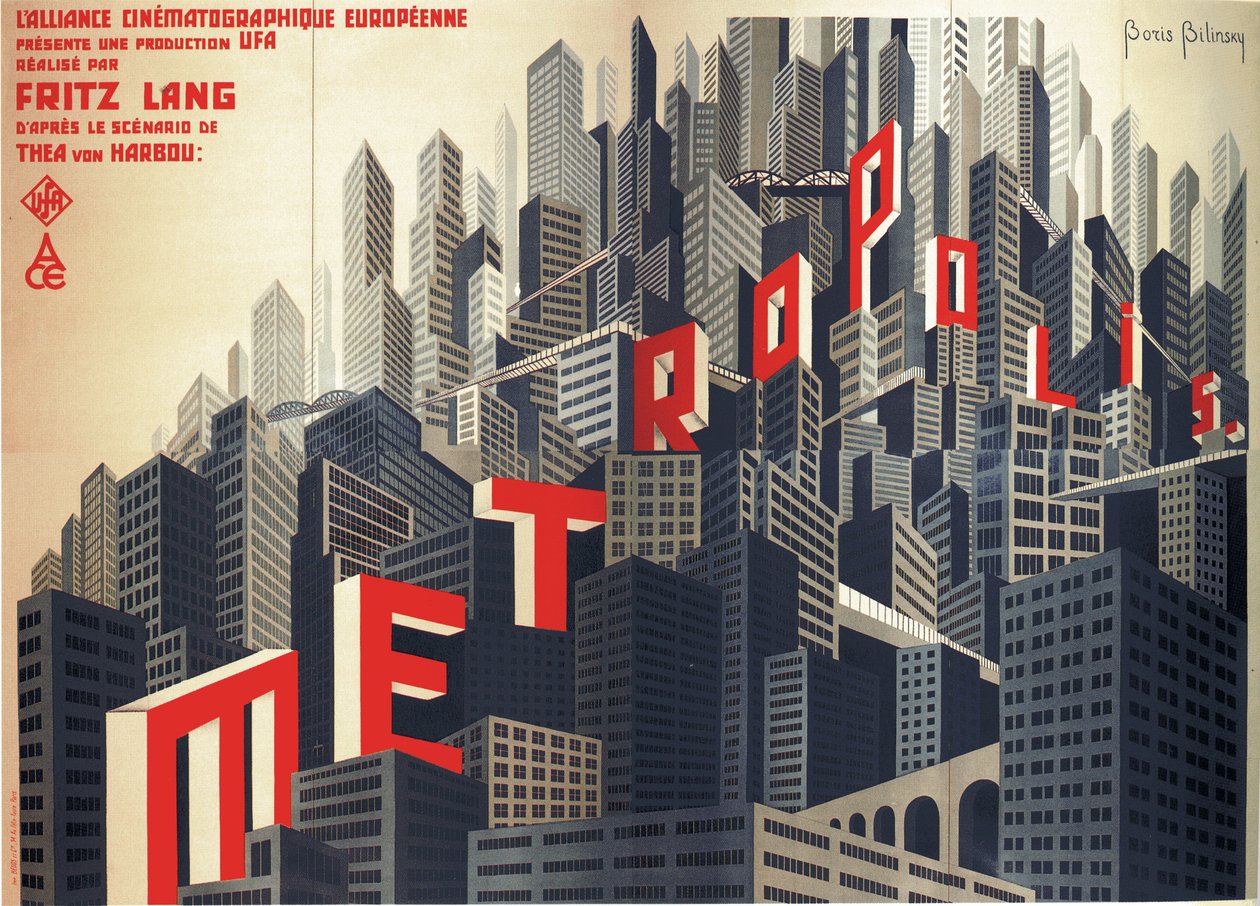 Filmposter Metropolis door Fritz Lang, 1926 door Boris Konstantinovich Bilinsky