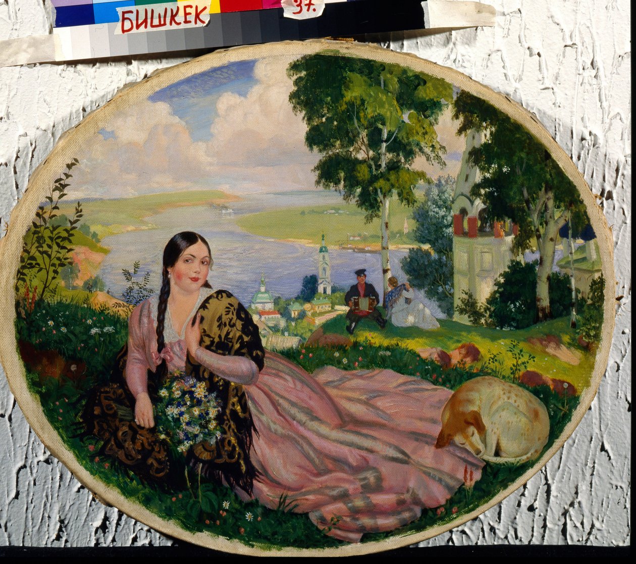 Meisje aan de Wolga. Schilderij van Boris Kustodiev, olie op doek door Boris Mikhailovich Kustodiev