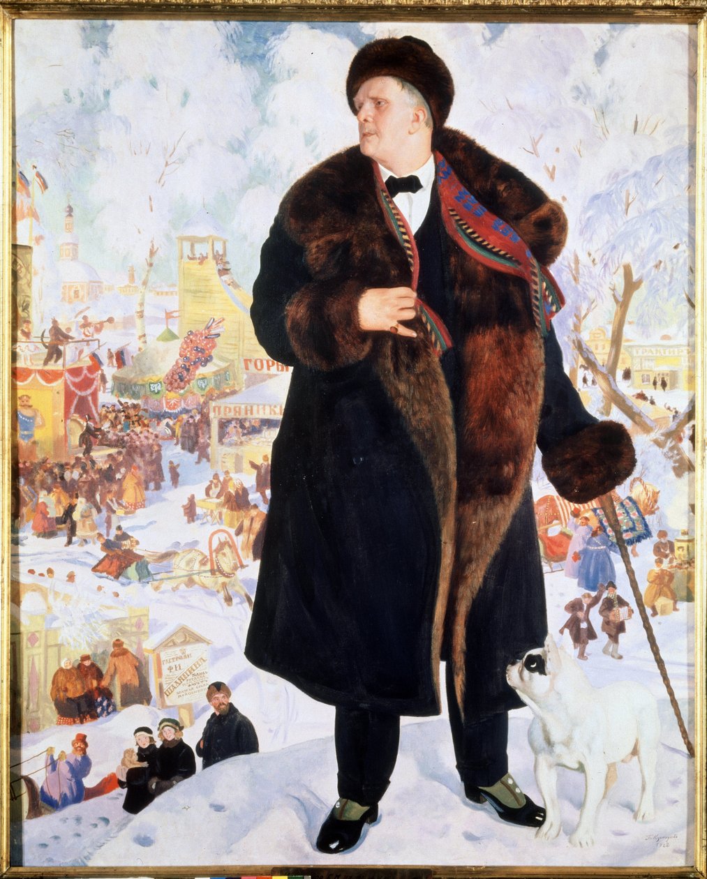 Portret van de zanger Feodor I. Chaliapin door Boris Mikhailovich Kustodiev