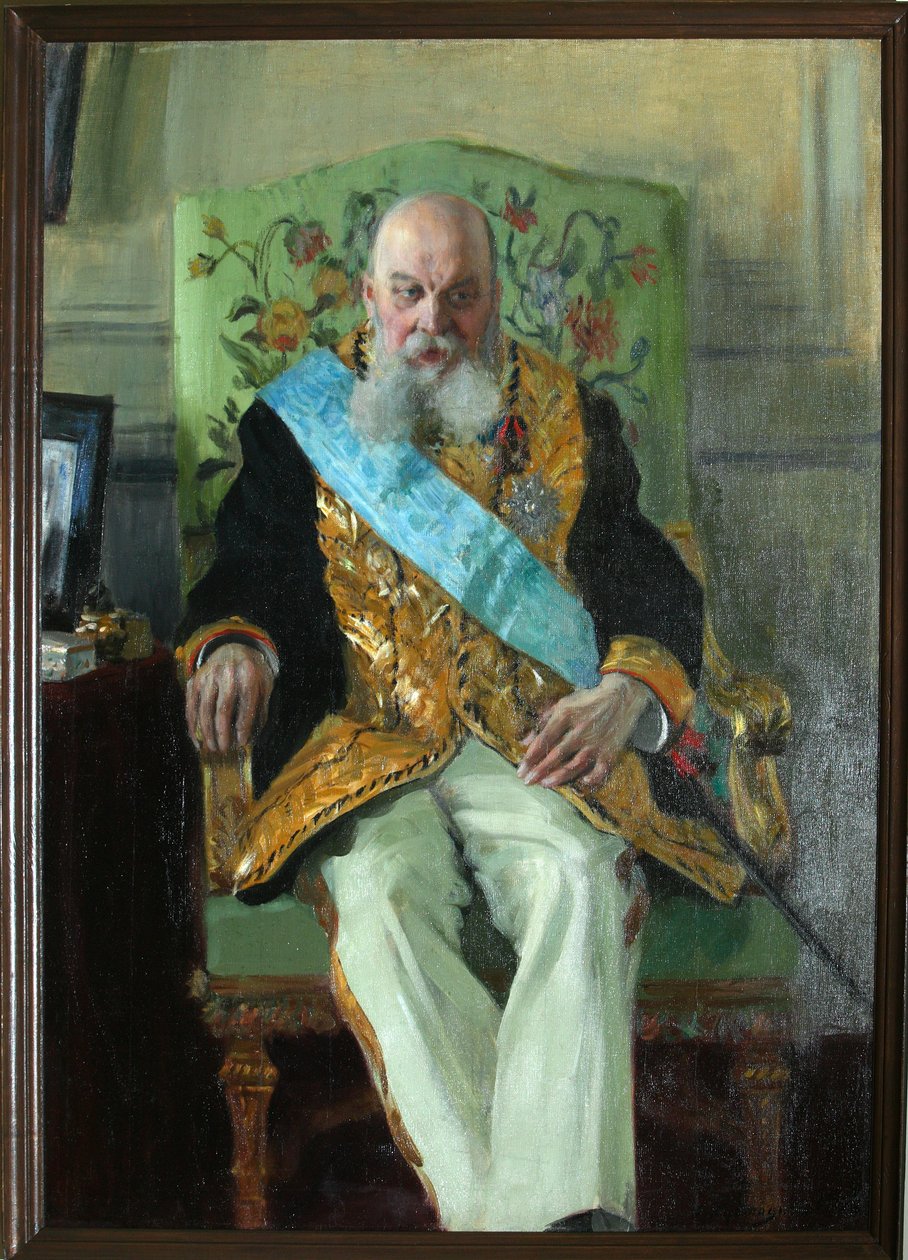 Portret van Graaf Dmitri Martynovich Solski 1833-1910, 1908 door Boris Mikhailovich Kustodiev