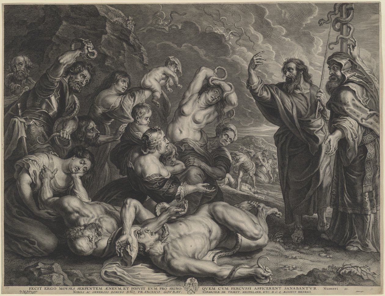Mozes en de Koperen Slang door Boëtius Adams Bolswert, after Sir Peter Paul Rubens