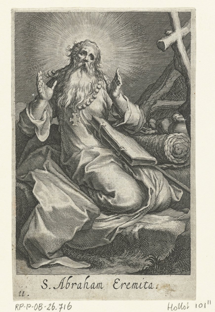 Heilige Abraham van Edessa als kluizenaar door Boëtius Adamsz. Bolswert