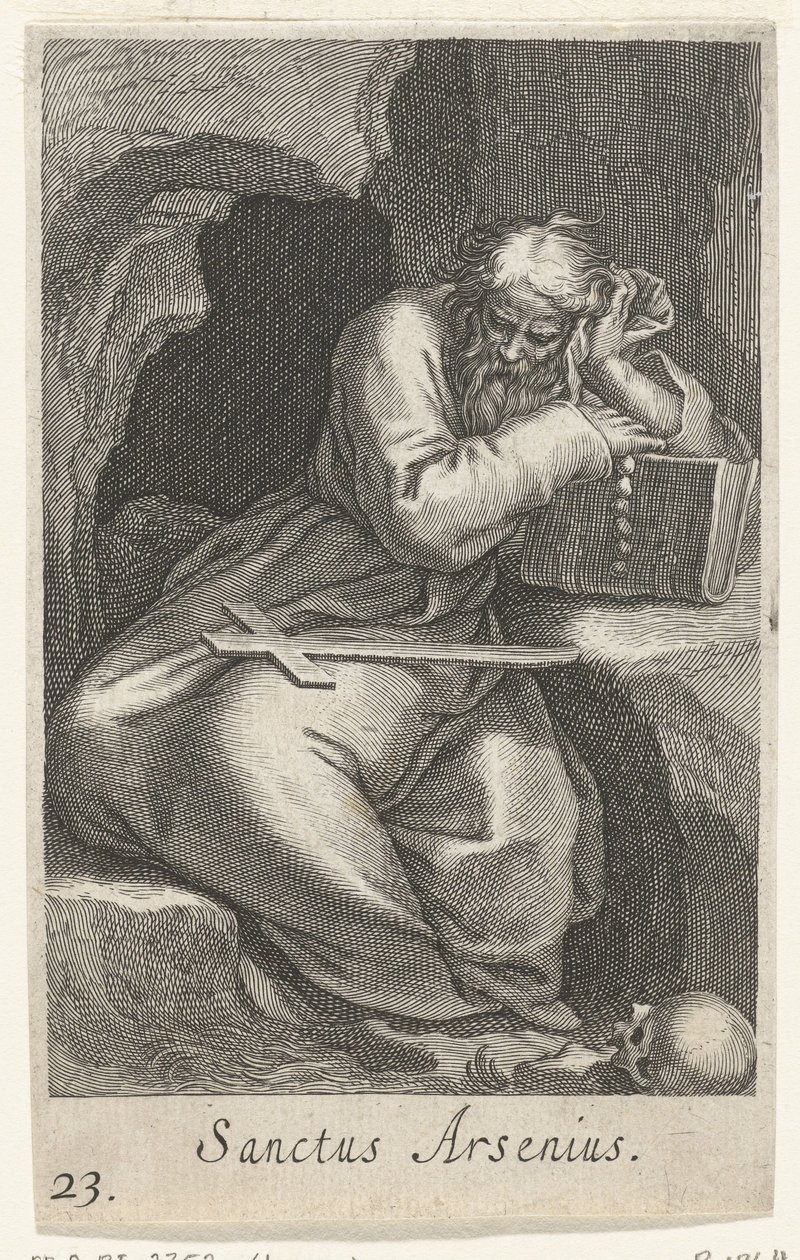Heilige Arsenius de Grote als kluizenaar door Boëtius Adamsz. Bolswert
