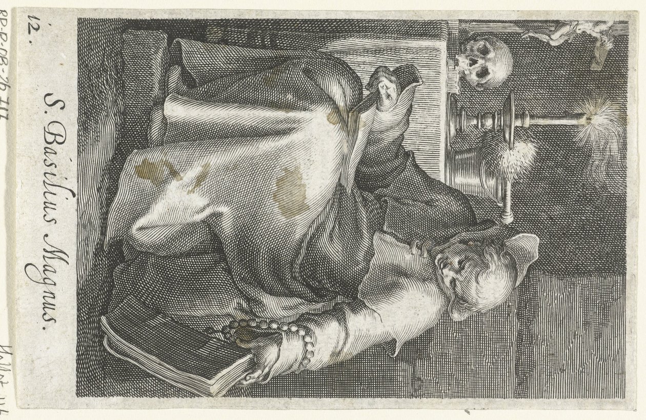 Heilige Basilius de Grote als kluizenaar door Boëtius Adamsz. Bolswert