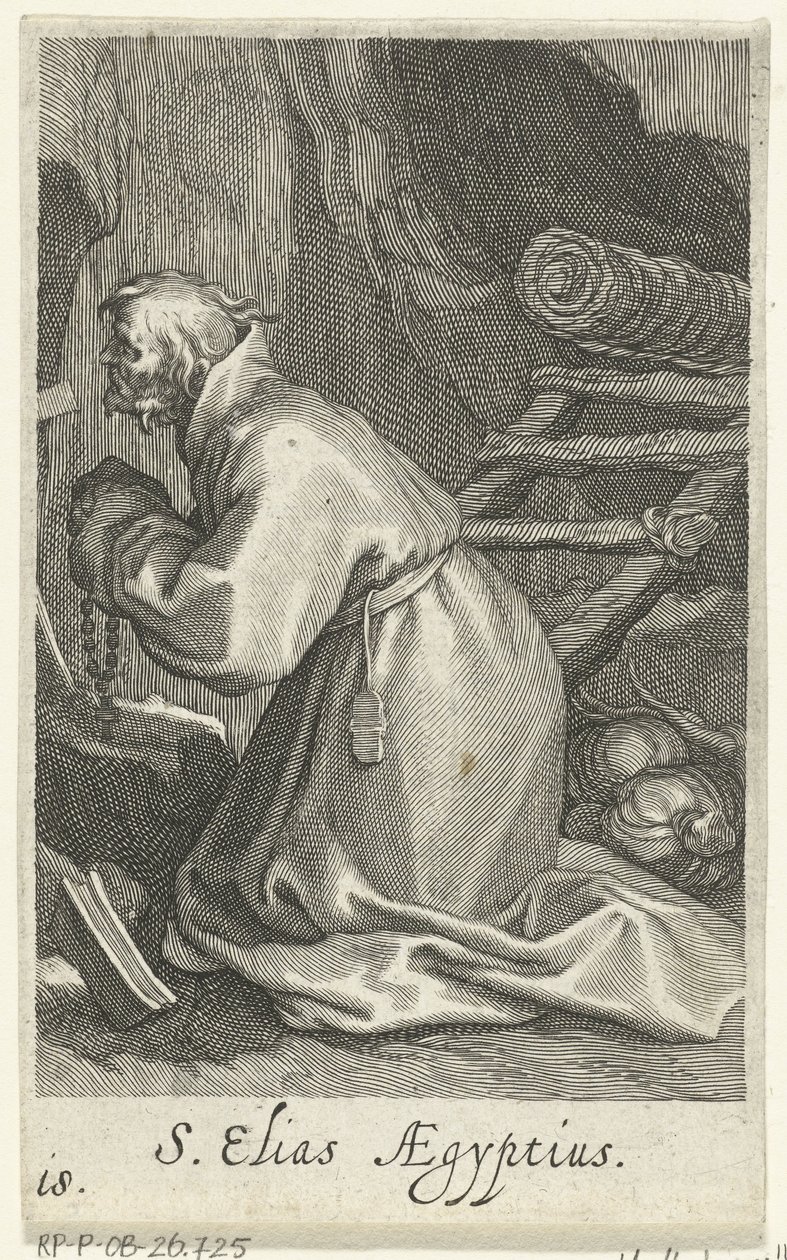 Heilige Elias van Caesarea als kluizenaar door Boëtius Adamsz. Bolswert