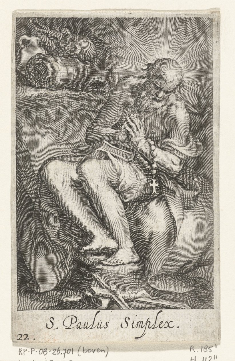Heilige Paulus van Egypte als kluizenaar door Boëtius Adamsz. Bolswert