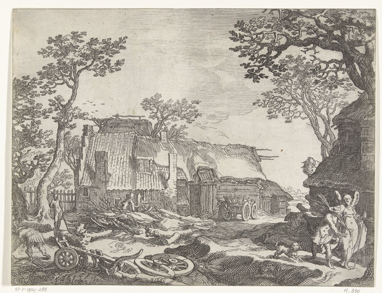 Landschap met boerderij en Tobias en de engel door Boëtius Adamsz. Bolswert
